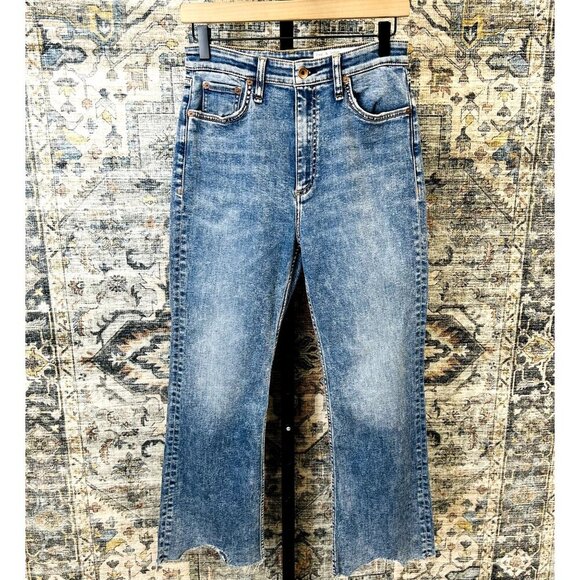 Rag & Bone Casey High Rise Flare Jeans Size 28 Pebbles Wash Raw Hem Ankle Denim - Picture 1 of 16